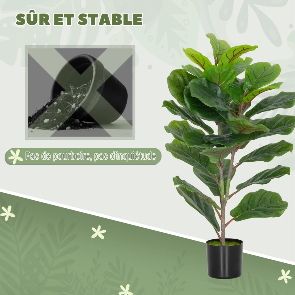 Pianta Artificiale Ficus - Xylo - Set 2 Pezzi 80cm con Vaso Plastica Verde