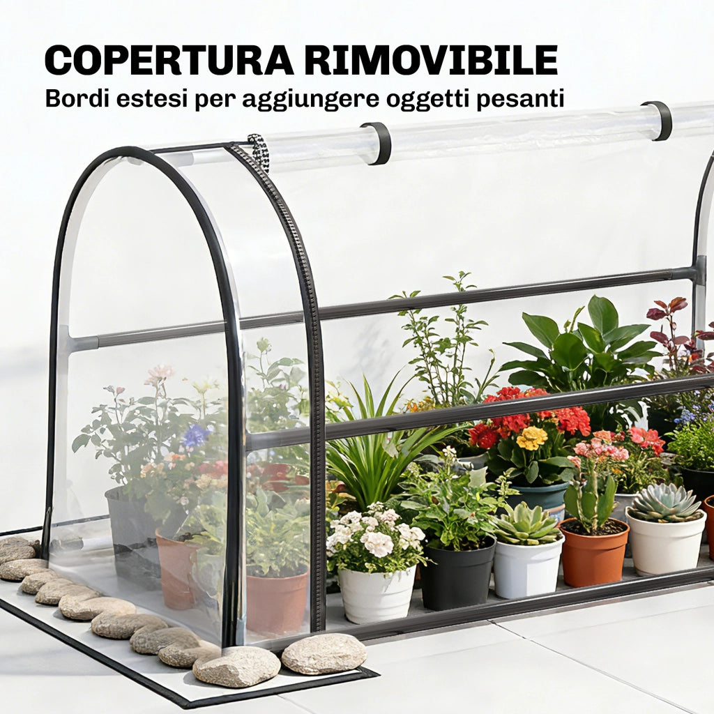 Letto Rialzato per Orto con Mini Serra e Drenaggio ¨C Zephmum ¨C Nero 100x49x136 cm