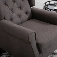 Poltrona per Salotto in Stile Francese con Seduta Imbottita e Cuscini, in Poliestere, 74x86x102 cm, Marrone
