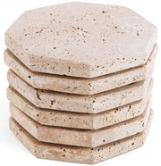 Sostegni da tavolo in travertino, 9,5 cm, Sostegni in marmo artigianali per tavoli da salotto, decorazione cucina e sala da pranzo, accessori per la casa e l'ufficio, set da 6