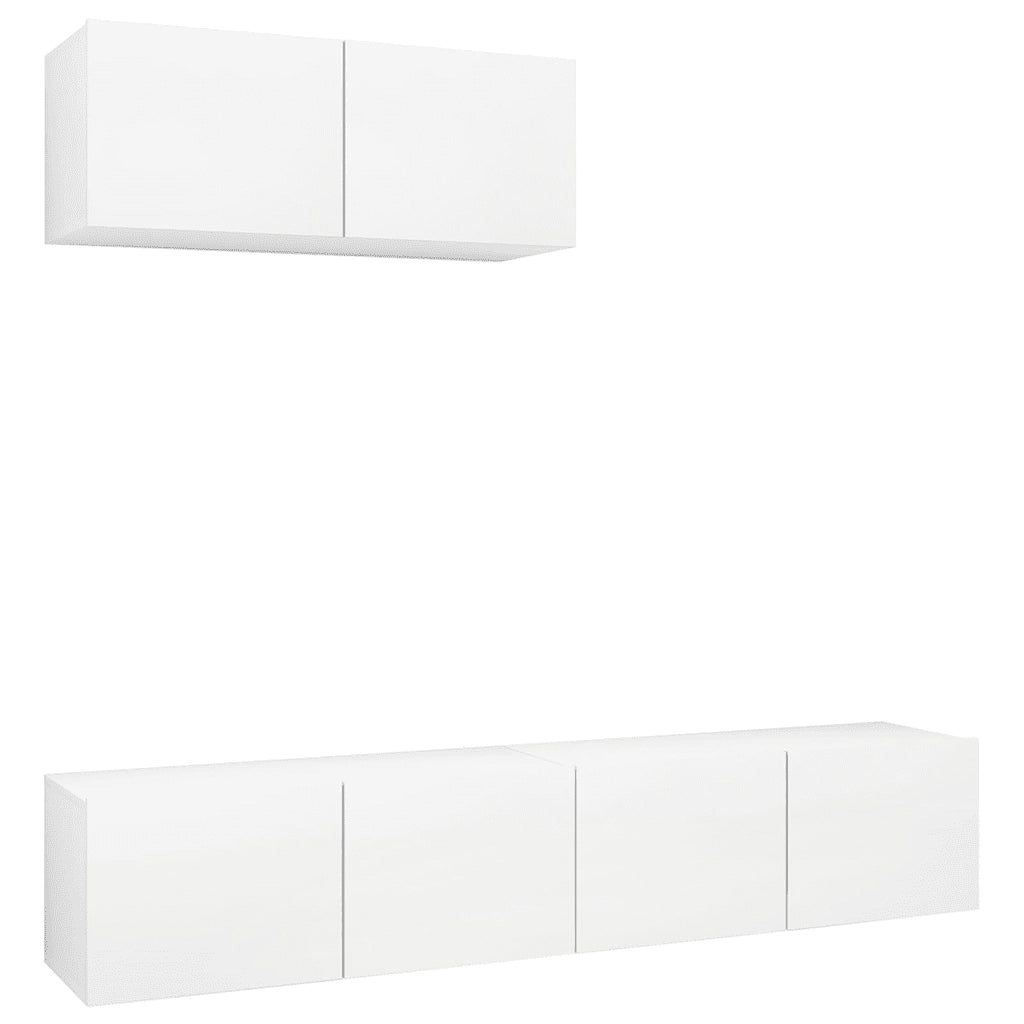 Mobili TV 3 pz Bianchi in Legno Multistrato 3078701