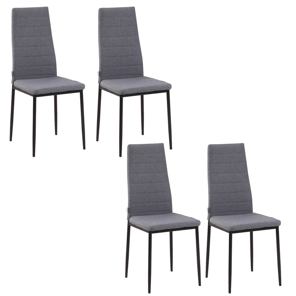 EasyComfort Set 4 Sedie per Soggiorno Imbottite in Tessuto, Sedie Sala da Pranzo Moderne con Gambe in Metallo, Capacità 120 kg, Grigio