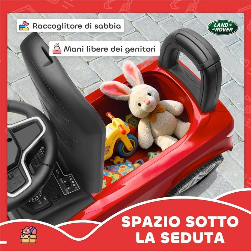 MACCHINA PER BAMBINI LICENZA LAND ROVER CON CLACSON E SPAZIO PORTAOGGETTI, 65.5X28X42 CM, ROSSO