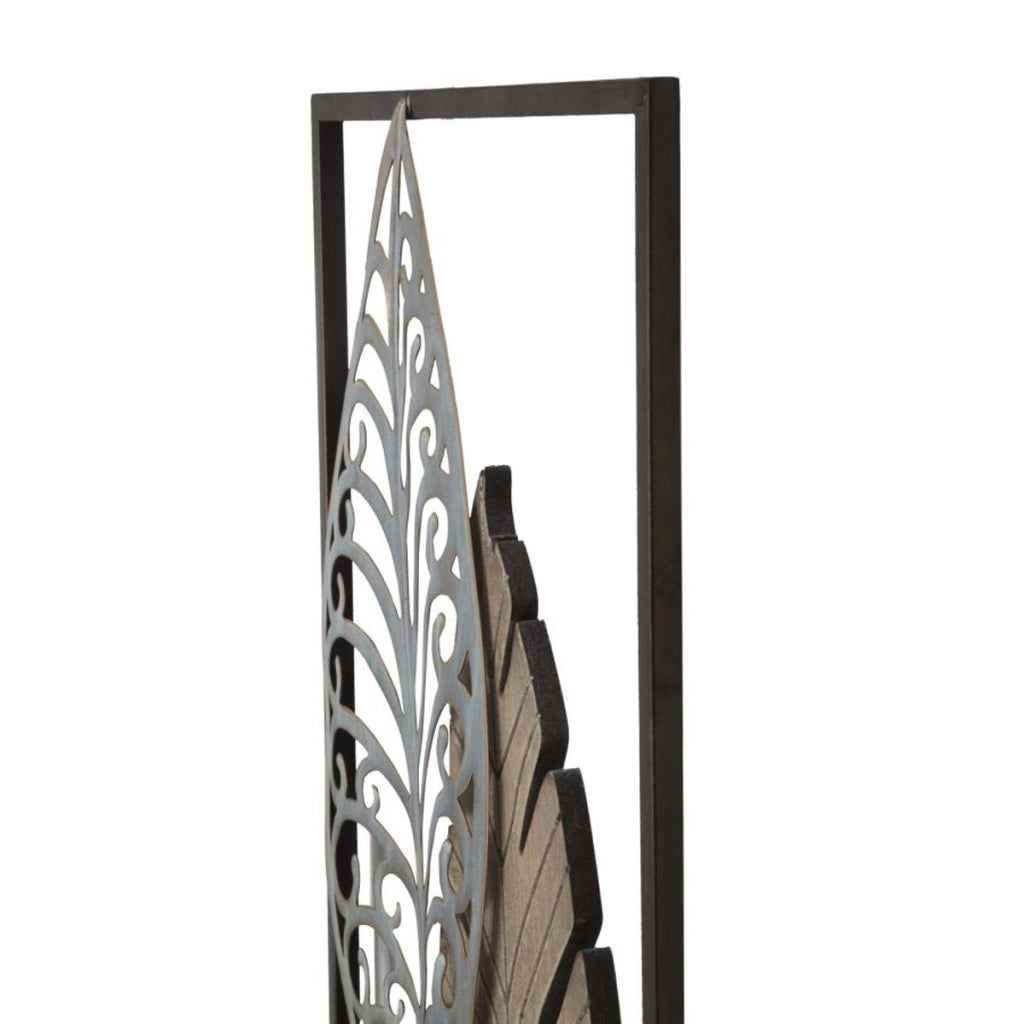 Decorazione in Metallo 3D Foglia 52, Oro, Metallo, 30,5x2,5x99,5 cm