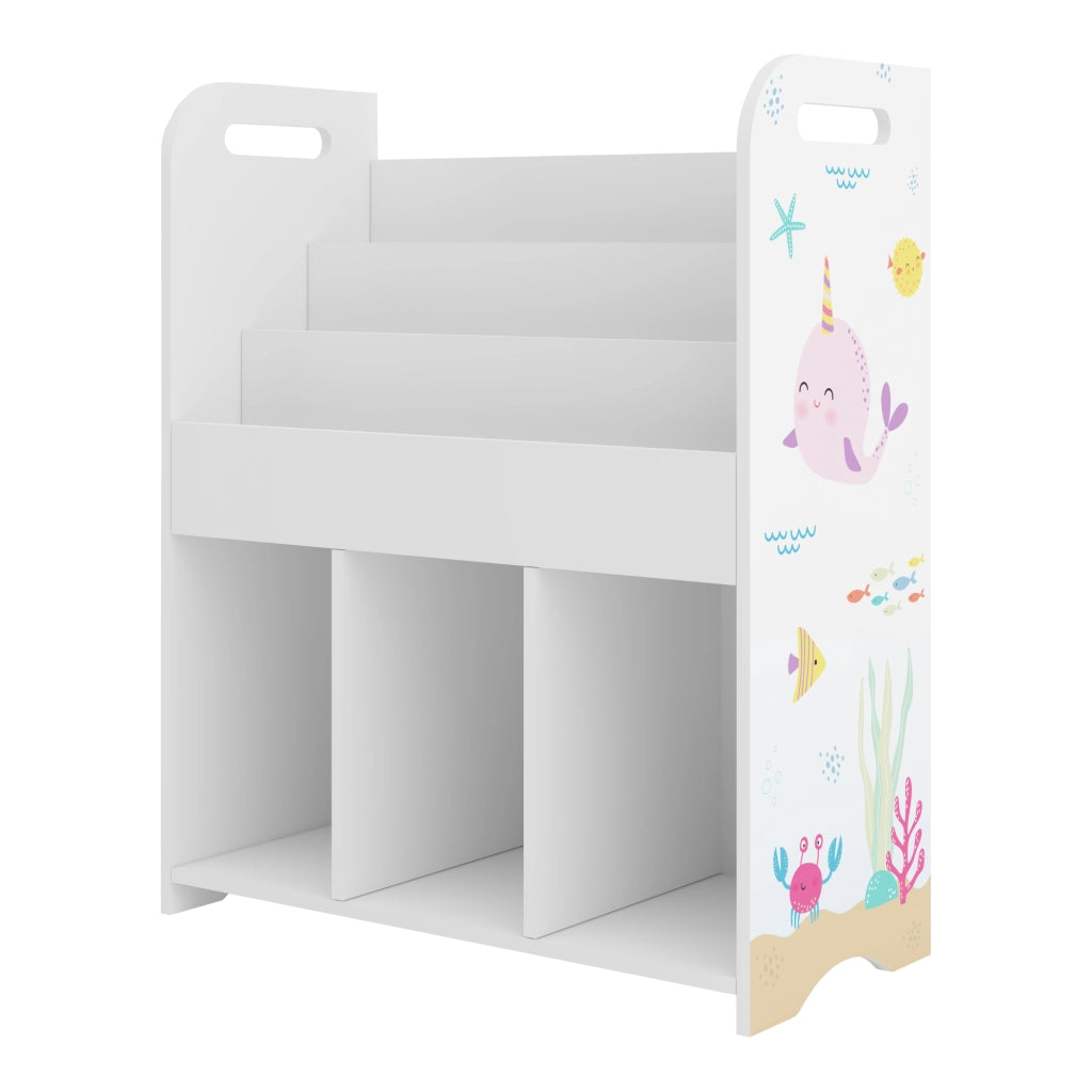 Scaffale per Cameretta Røyrvik Mobile per Libri Giochi 75x62x29 cm Oceano [en.casa]