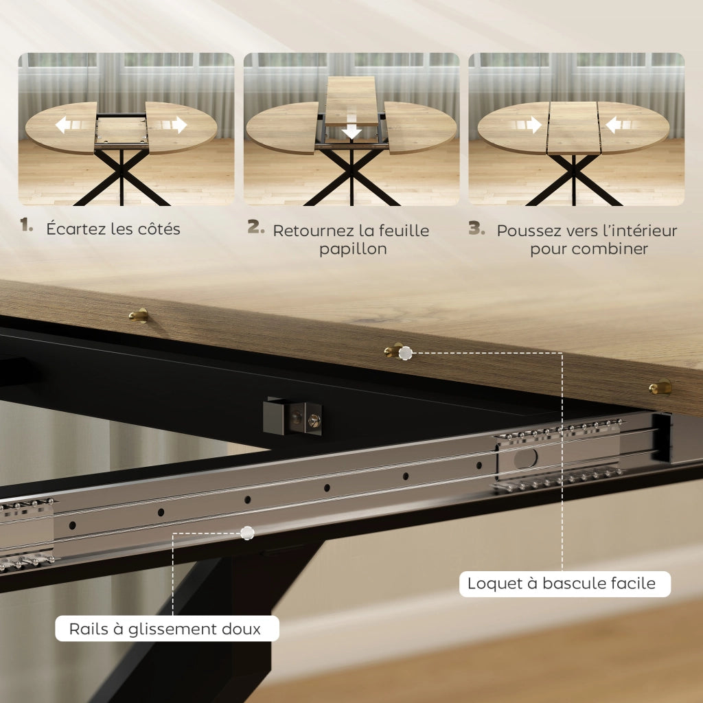 Tavolo da pranzo ovale allungabile per 4-6 persone ¨C Minimal ¨C effetto legno naturale 100-135 cm