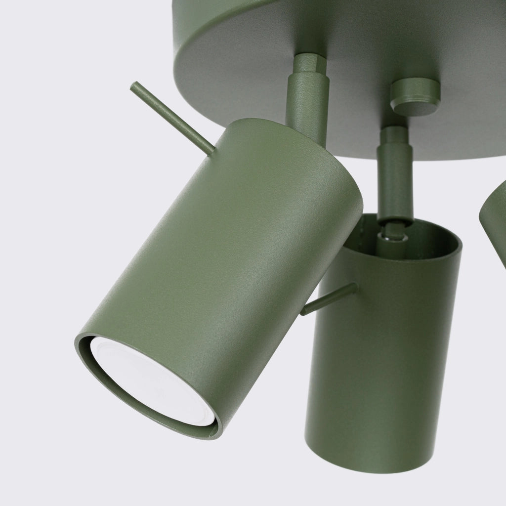 Plafoniera minimal verde oliva Ø20 3 spot GU10 Torque