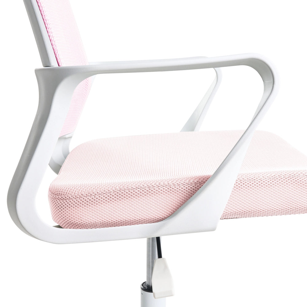Sedia da ufficio in tessuto a rete rosa pastello imbottitura regolabile in altezza girevole da scrivania per computer per ufficio domestico