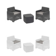 Trade Shop - Set Salotto Esterno Con 2 Poltrone Tavolino Contenitore Effetto Rattan Cuscini Giardino -