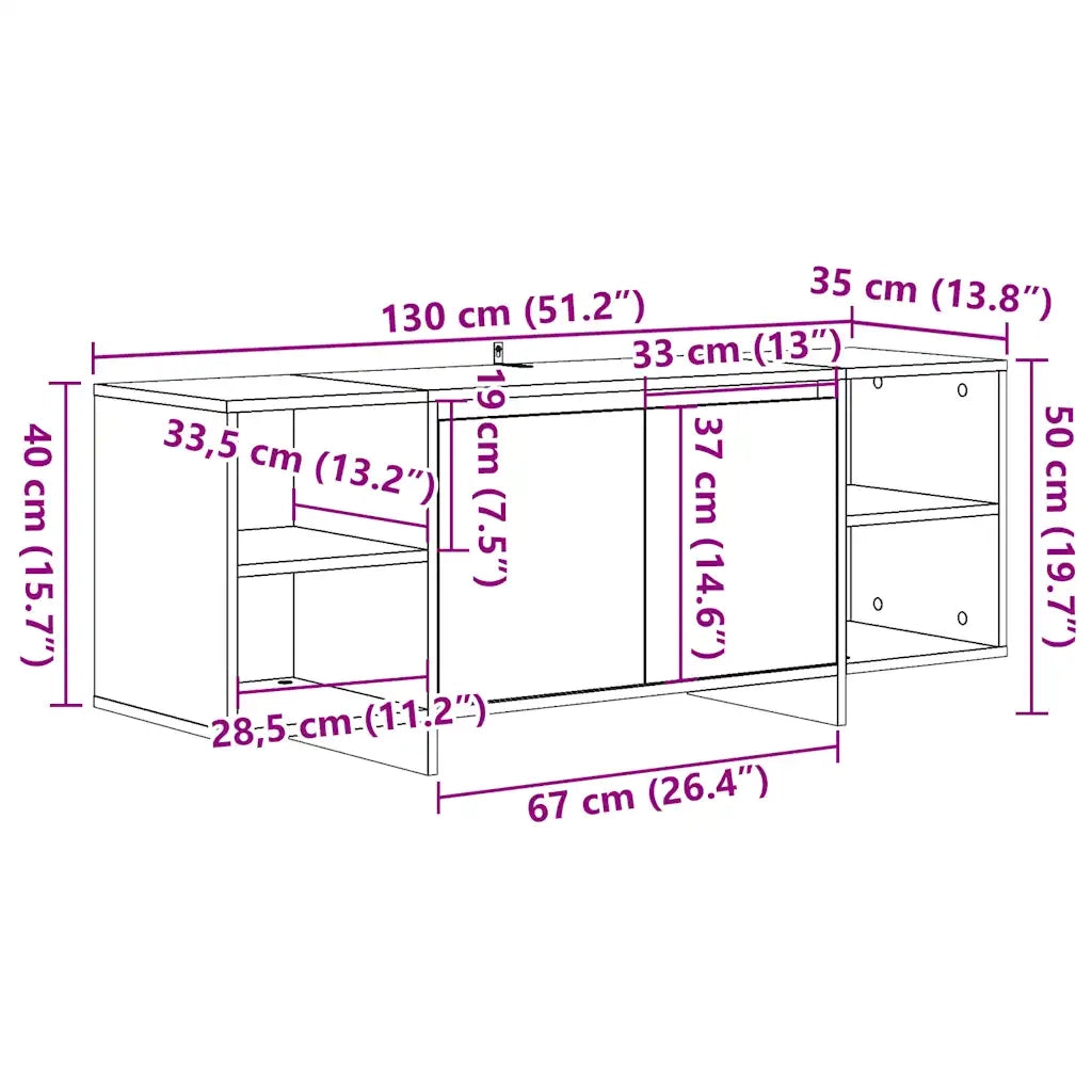 Mobile Porta TV Legno Antico 130x35x50 cm in Legno Multistrato