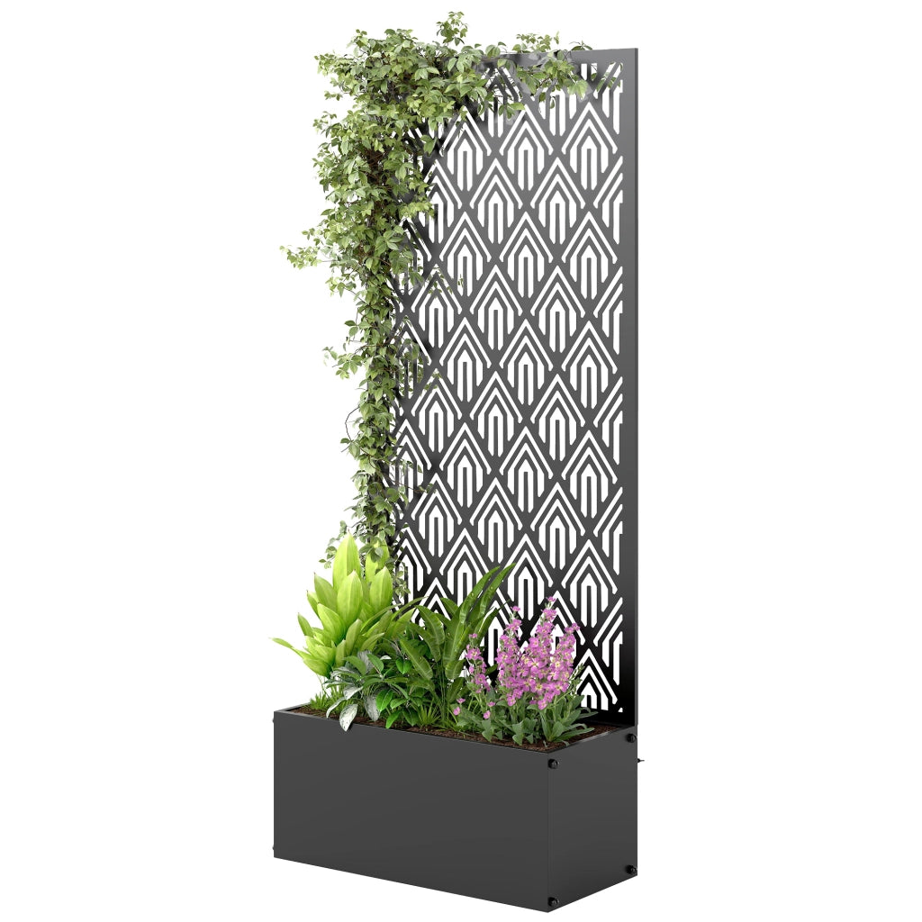 Fioriera con griglia e frangivento per rampicanti ¨C Zephmum ¨C Nero, metallo, 45x21.5x110 cm