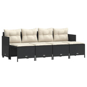Set Divani da Giardino 5 pz | Set Salotto da Giardino con Cuscini in Polyrattan Nero