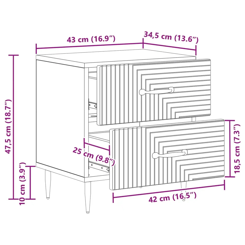 Armadio da Notte con cassetto Legno antico 43 x 34,5 x 47,5 cm 894771