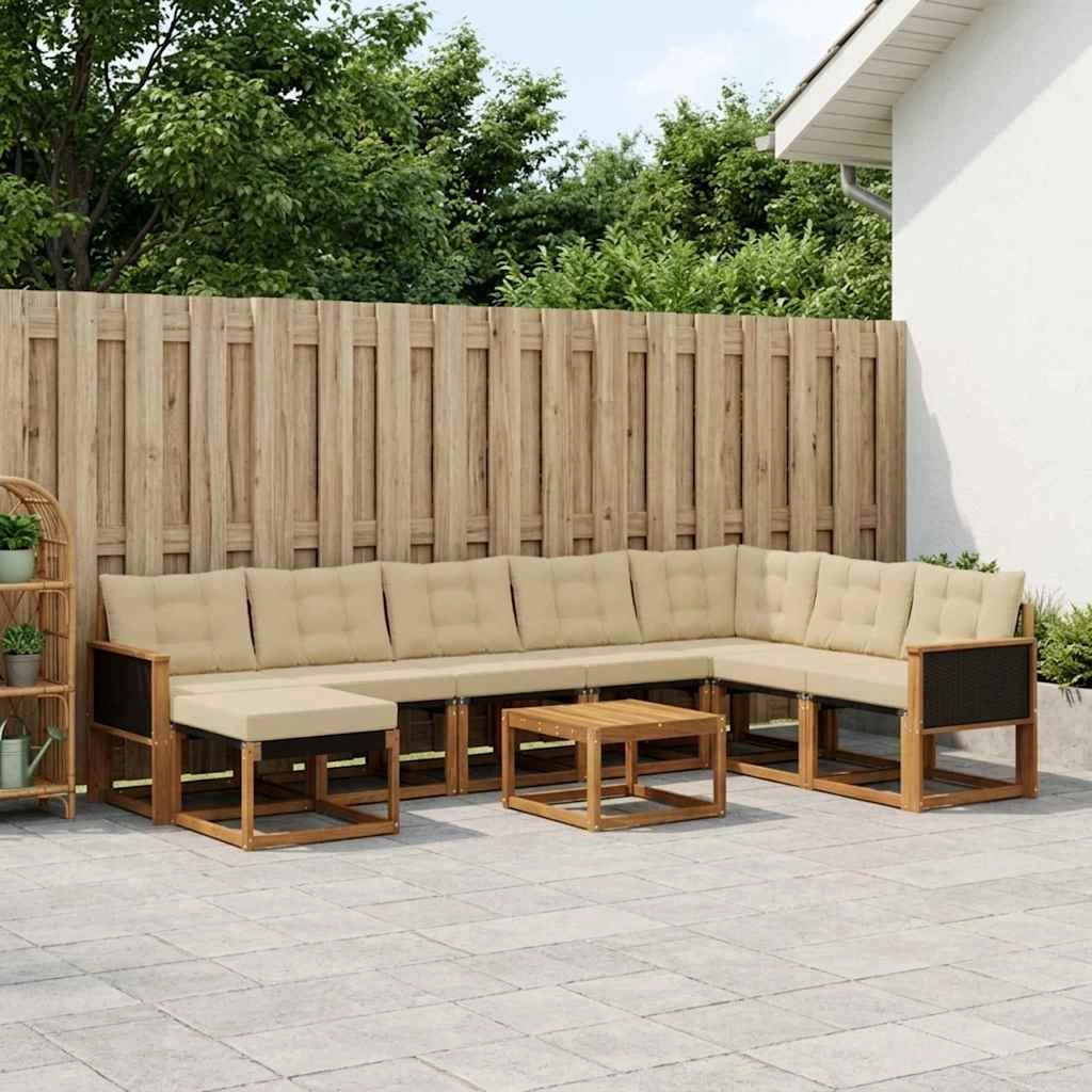 Set di divani da esterno 9 pz Naturale e Beige 3382153