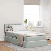 Letto con contenitore LED e materasso Grigio Chiaro