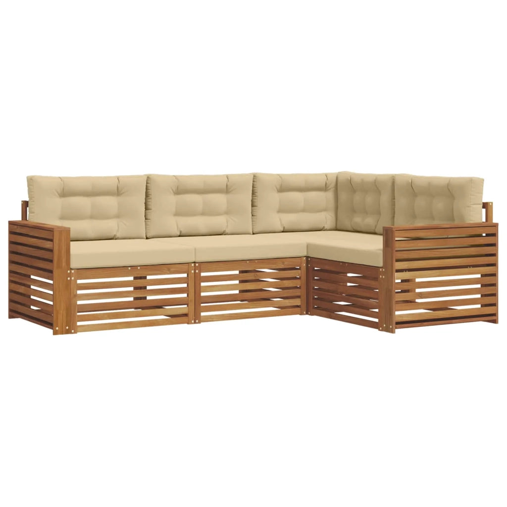 Set di divani da esterno con cuscino 4 pcs Naturale e Beige