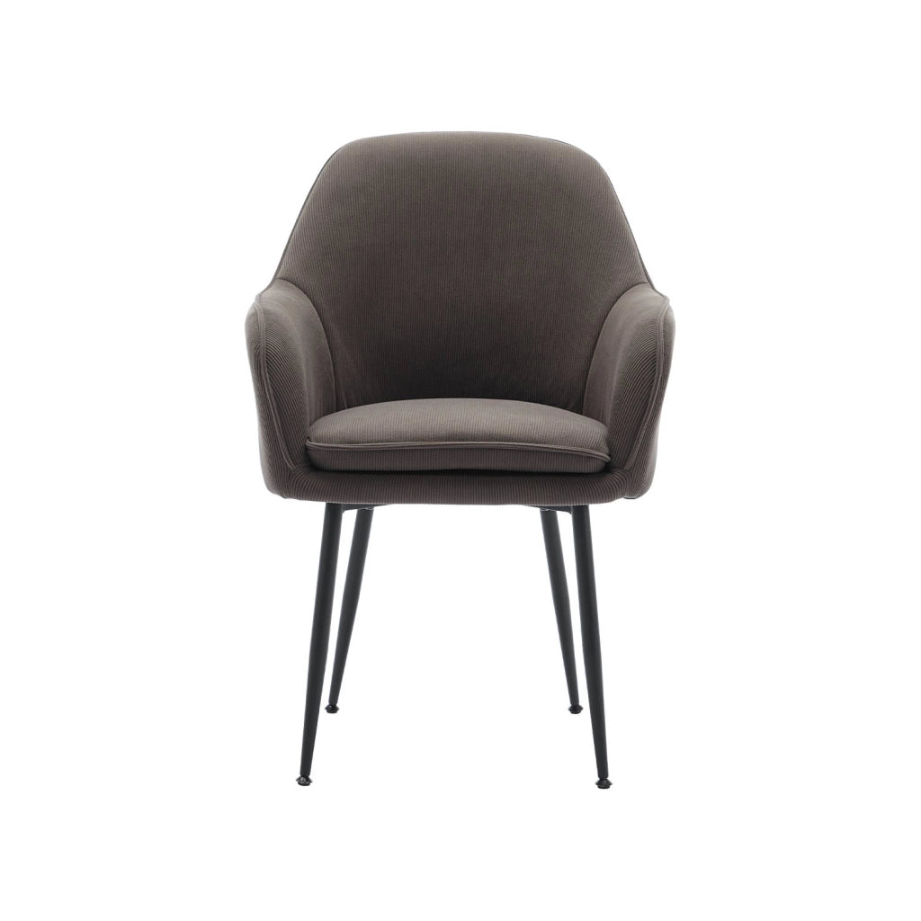 Set di 4 poltrone in velluto a coste con gambe in metallo nero opaco,