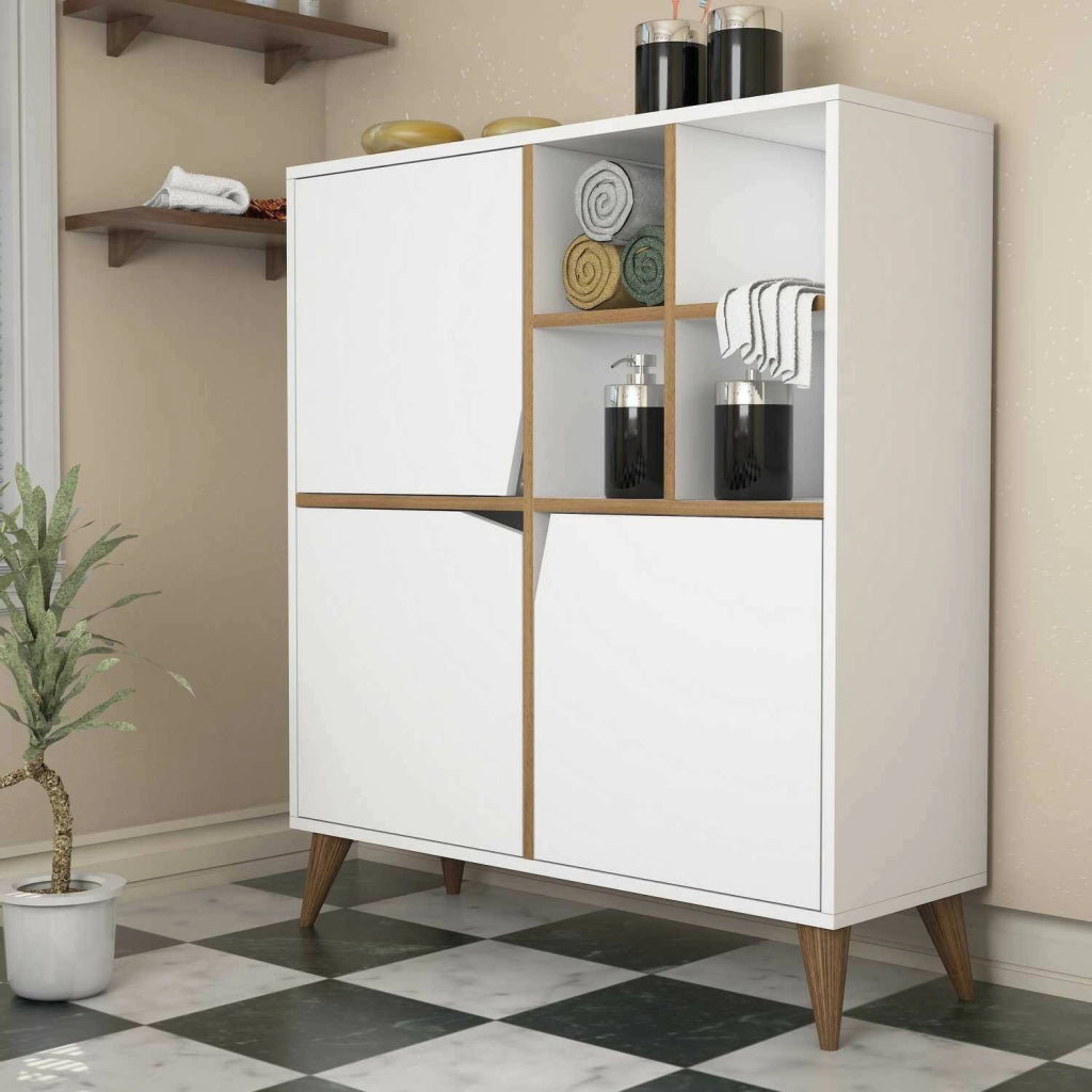Madia Londra, Credenza 3 Ripiani, 100x30x115h cm Bianco