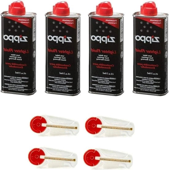Set di sostituzione per accendino - 4 flint in contenitore in nero - Set di sostituzione per accendino