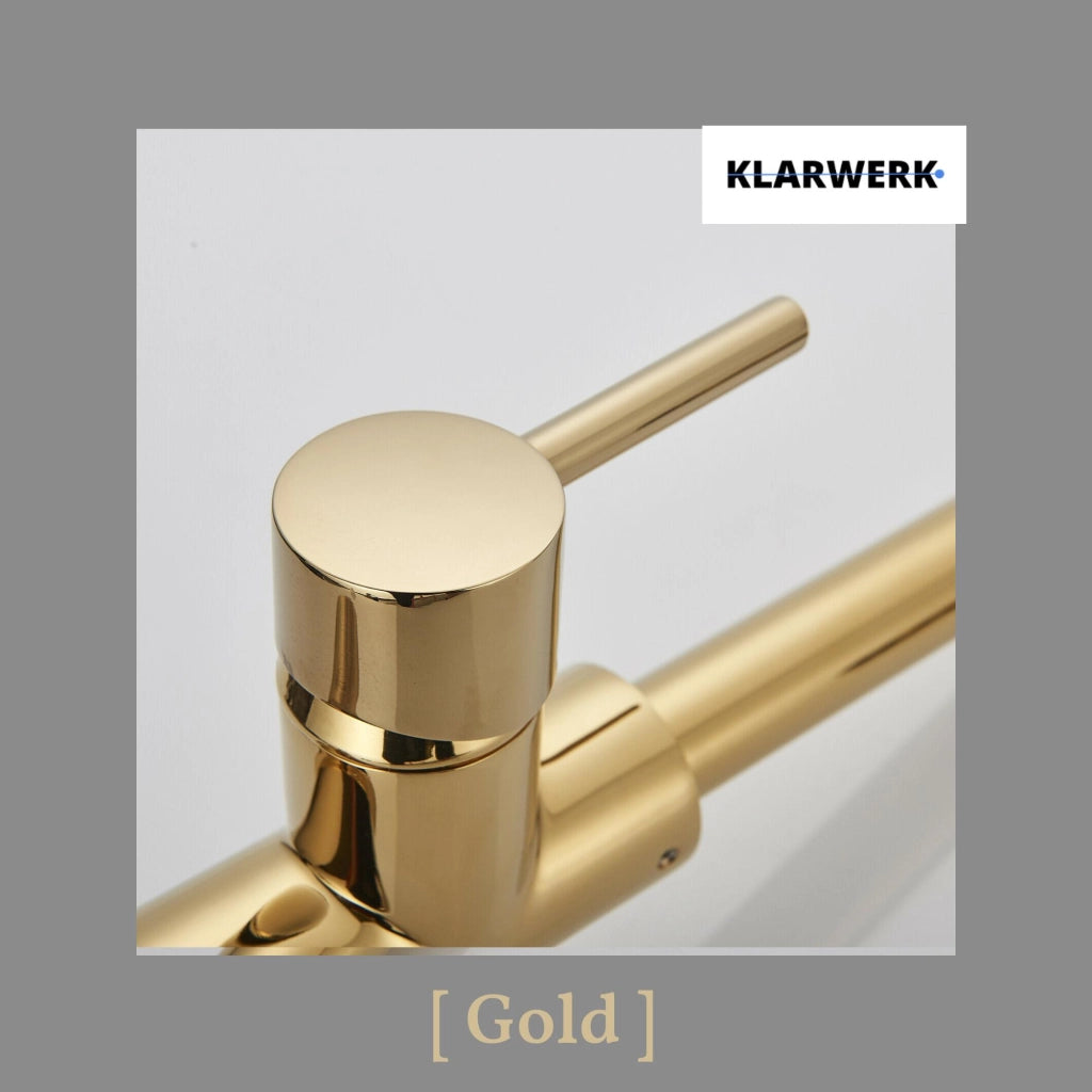 Felix | Rubinetto acqua potabile 3 vie premium oro lucido | rubinetto cucina osmosi acciaio inox | rubinetto miscelatore - 360 gradi|filtro 3 attacchi