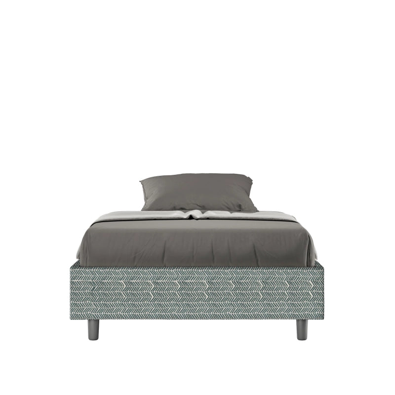 Letto Sommier imbottito 1 piazza e mezza 120x210 cm tessuto Aragona Azelia - Senza rete,Azzurro