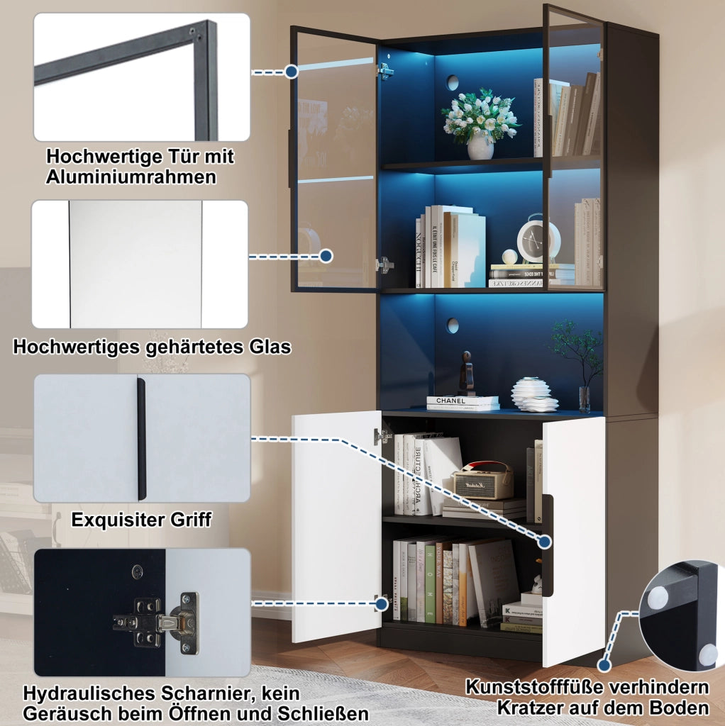Vetrina moderna con ante in vetro e illuminazione LED