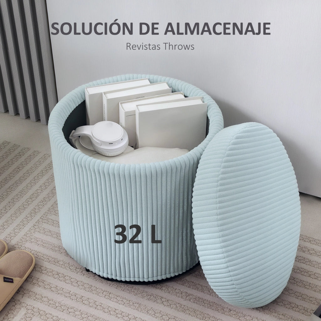 Pouf Rotondo Imbottito in Velluto con Struttura in Metallo ¨C zephmum ¨C ?40x41 cm Blu Chiaro