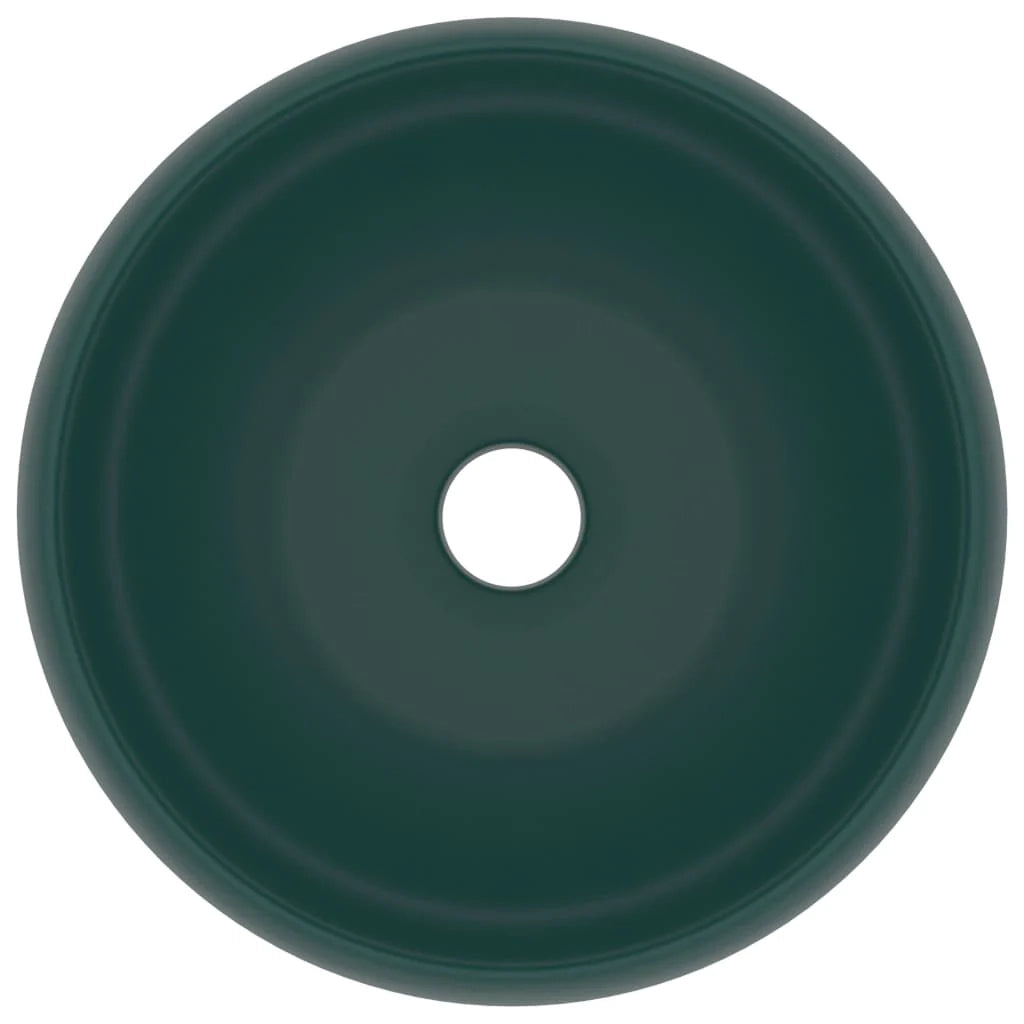 Lavabo da appoggio rotondo di lusso lavabo da bagno lavello da cucina guardaroba arredamento per la casa 40 x 15 cm ceramica verde scuro opaco 02_0002745