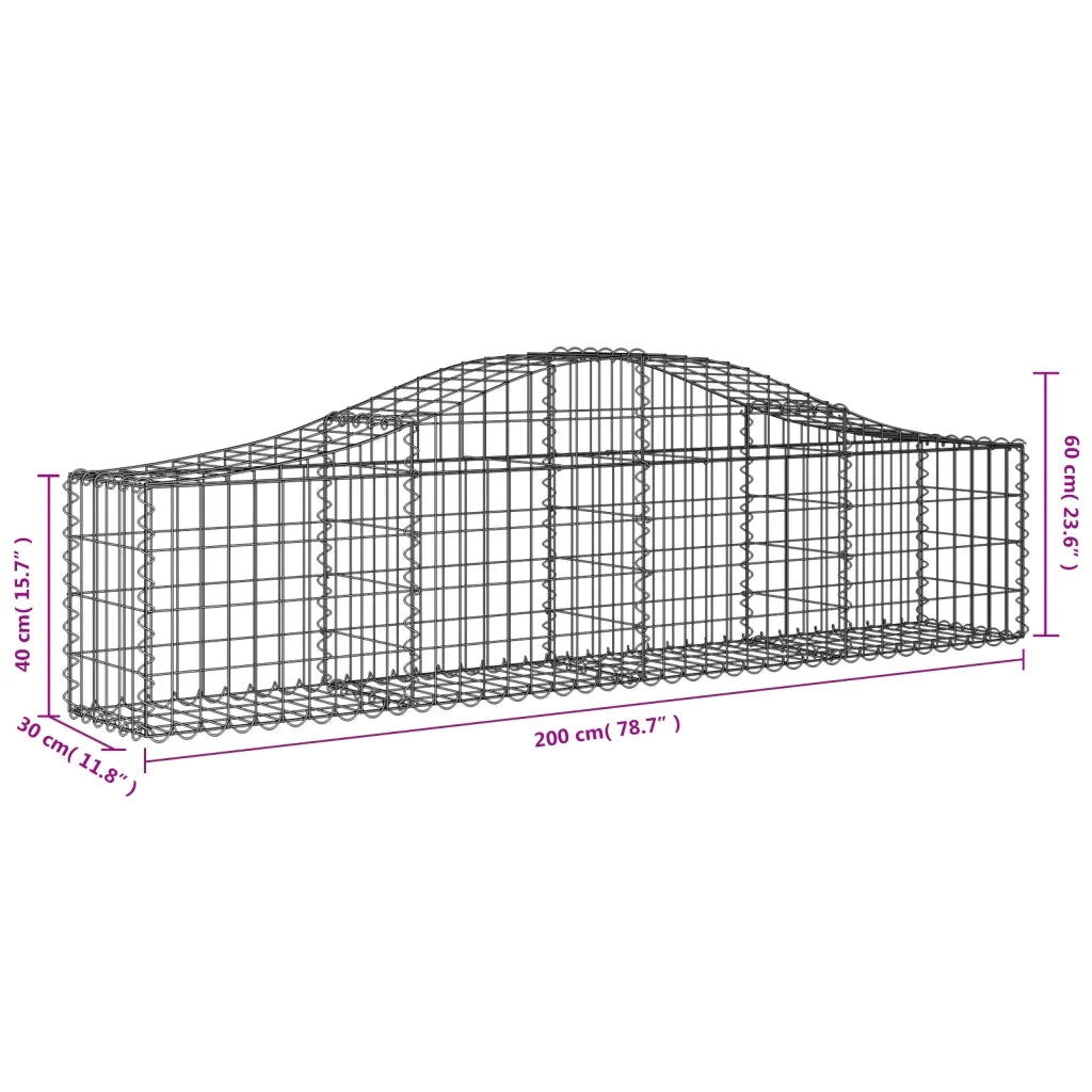 Cesti Gabbioni ad Arco 20 pz 200x30x40/60 cm Ferro Zincato 3145382