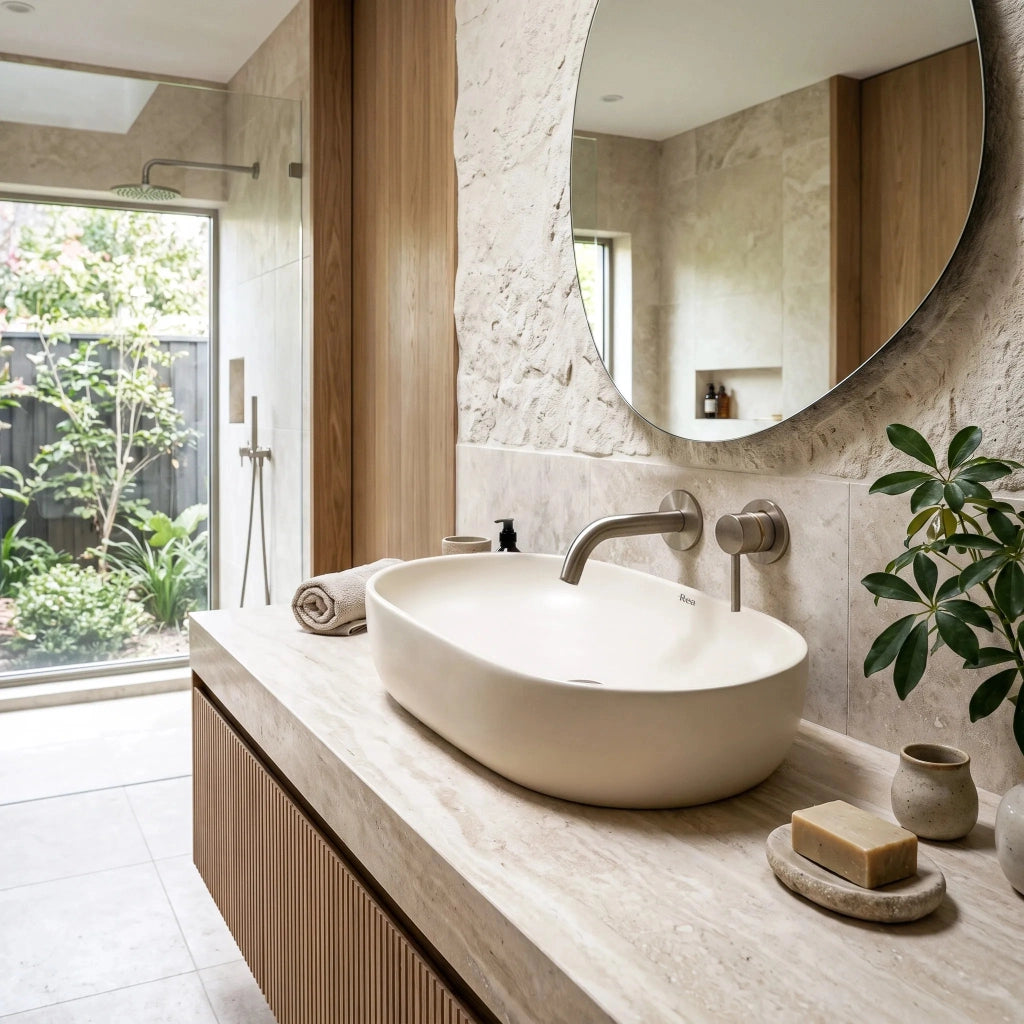 Lavabo Da Appoggio Rea Focus Creme