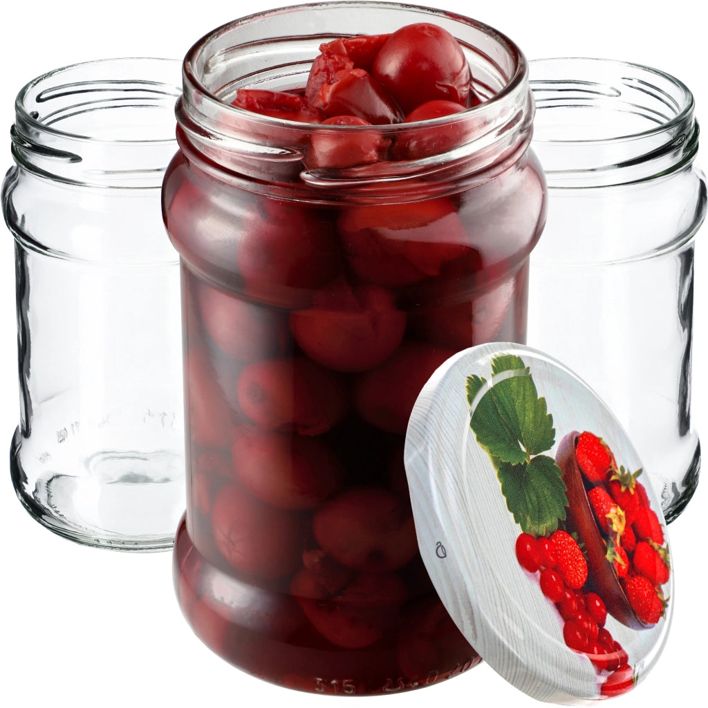 KADAX Seno barattolo di vetro 315ml 50pz 66mm+ coperchio "Fragole"