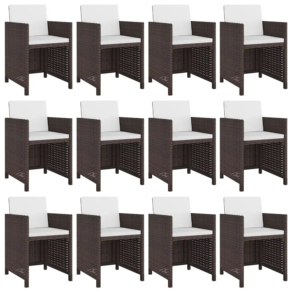 Set da Pranzo da Giardino 13 pz con Cuscini Polyrattan Marrone cod mxl 36184