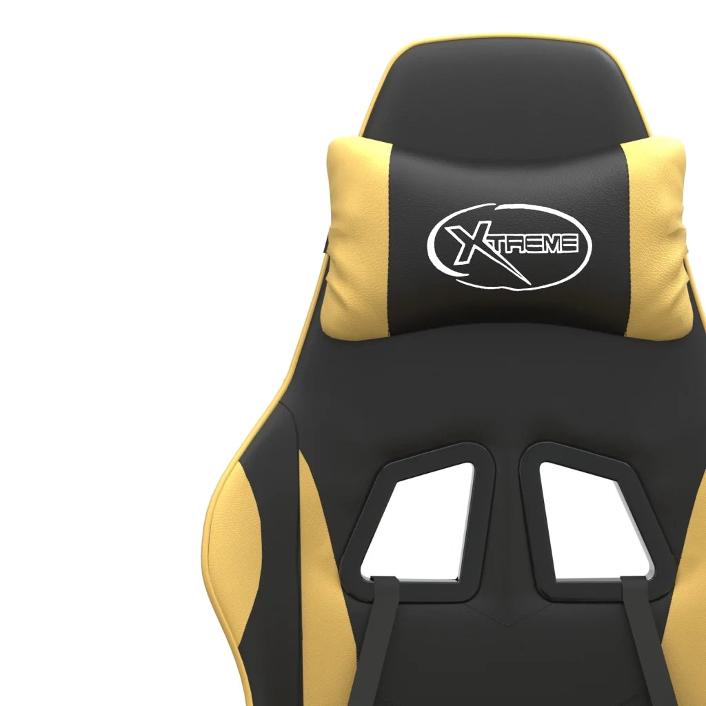 Sedia da Gaming Girevole Nera e Oro in Similpelle 349569