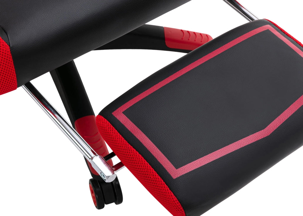 Sedia da ufficio Clovis in similpelle nero/rosso