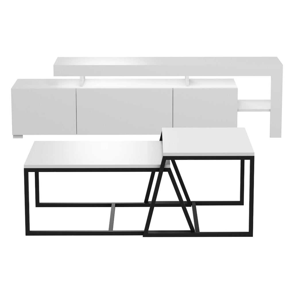 Gizzeria, set Mobili da Soggiorno Modulabile, Bianco