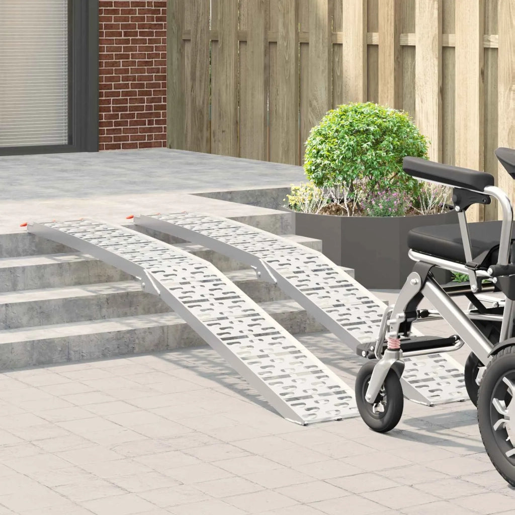 Rampe per Moto Pieghevoli 340 kg per rampa 2 pcs Argento