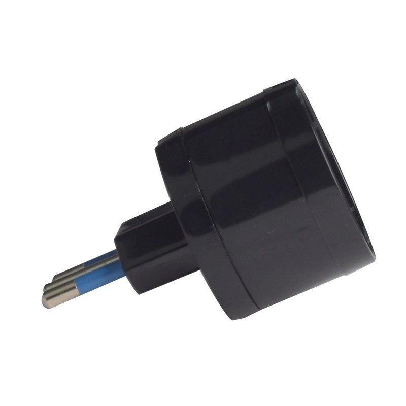 Adattatore Spina Elettrica 2P+T 10A con 1 Presa Schuko 16A / Italiano 10A 2P+T 250V Max 1500W Nero