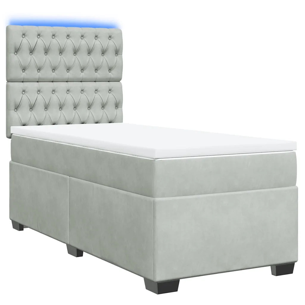vidaXL Giroletto a Molle con Materasso Grigio Chiaro 90x190 cm Velluto