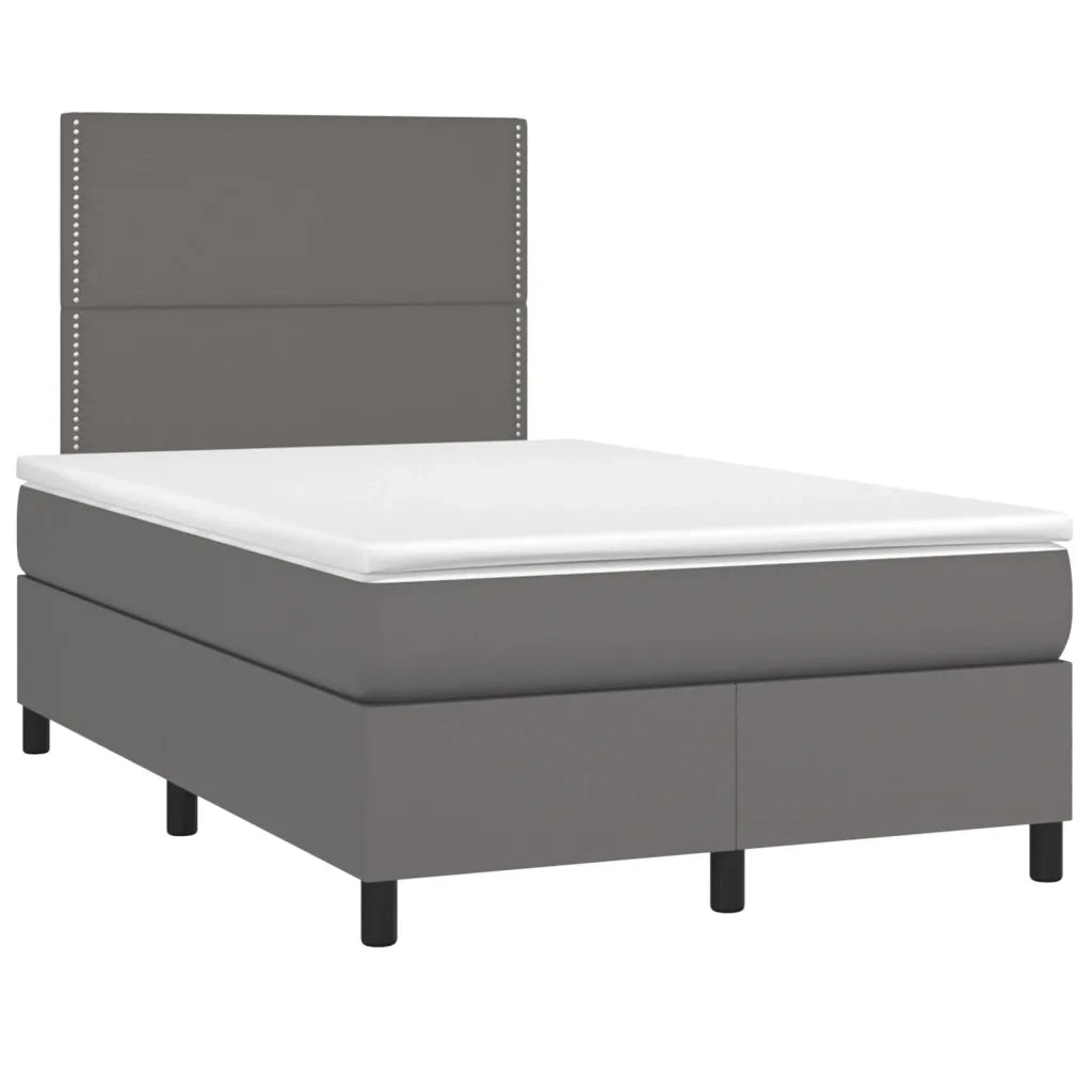 Giroletto a Molle con Materasso Grigio 120x200 cm in Similpelle