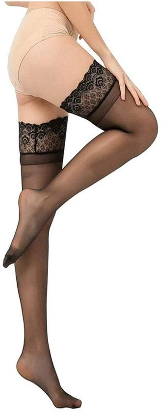 Calze ad alta visura in silicone antiscivolo - Semi-opaco - Unico taglia - Nero/Grigio - 80 cm Lunghezza