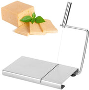 Taglierino in acciaio inossidabile per formaggio con filo - Taglierino per burro - Design ergonomico - Piastrine antiscivolo in gomma - 5 ruote di riserva - Taglierino