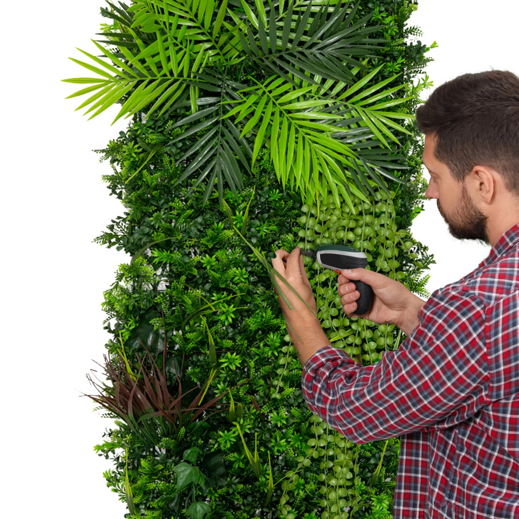 Piastrelle da Parete con Piante Artificiali 0,5m x 1.5m Pannello Erba Alina per Giardino e Arredo Casa