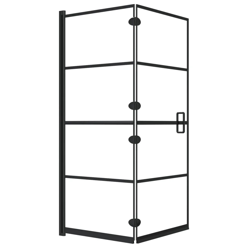 Pannello Doccia Pieghevole in ESG 120x140 cm Nero CFW1513730