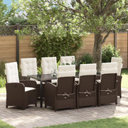 Set di Mobili da Giardino da 9 Pezzi con Cuscini in Polyrattan