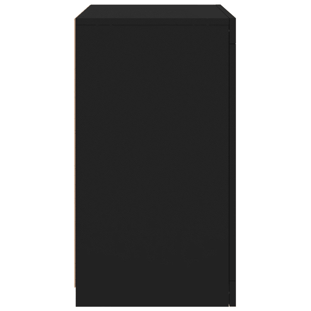 Armadietti con Luci LED 2pz Neri in Legno Multistrato 836633