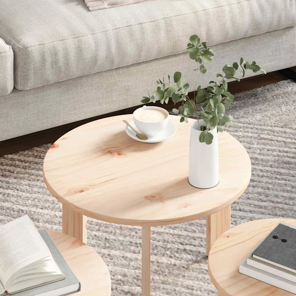vidaXL Tavolino da salotto 3 pcs Naturale 47.5 x 47.5 x 27 cm