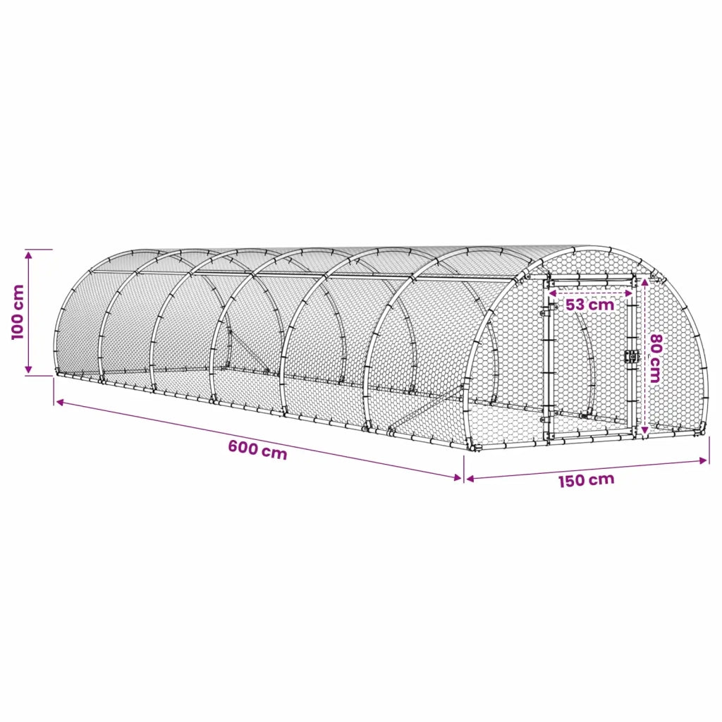 Pollaio Argento 600 x 150 x 100 cm Acciaio zincato 3434662