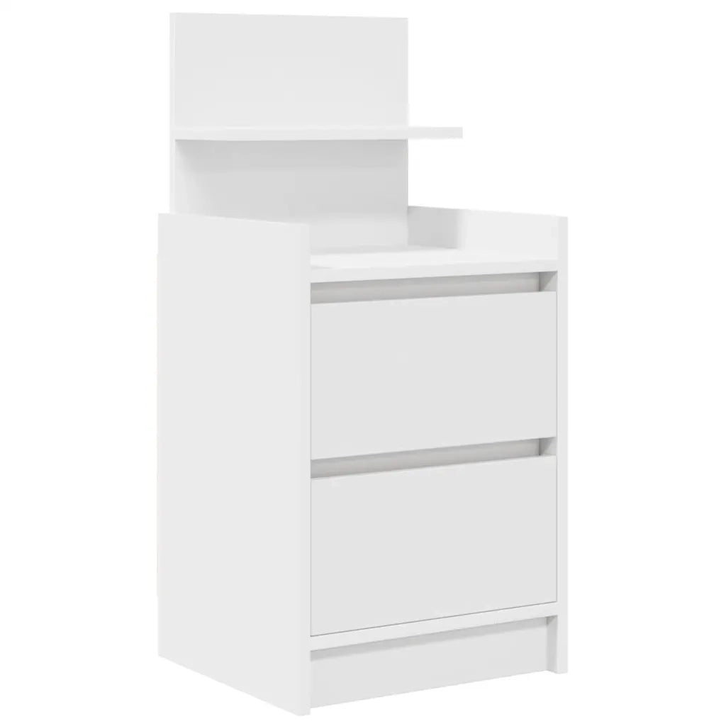 Comodino | Armadio da Notte | Mobiletto da notte con 2 Cassetti Bianco 38x34x80 cm