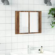 Mobile Specchio LED Legno Antico 60x12x45 cm Legno Multistrato 856282