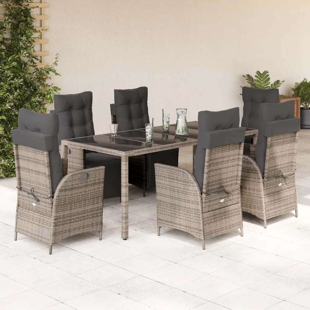 Set da Pranzo da Giardino 9 pz con Cuscini in Polyrattan Grigio 3213331